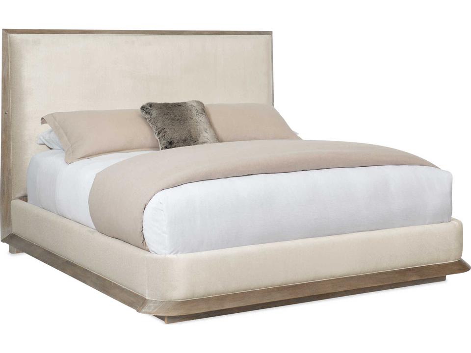 The Stage Is Set King Upholstered Platform Bed with Ash Driftwood Trim