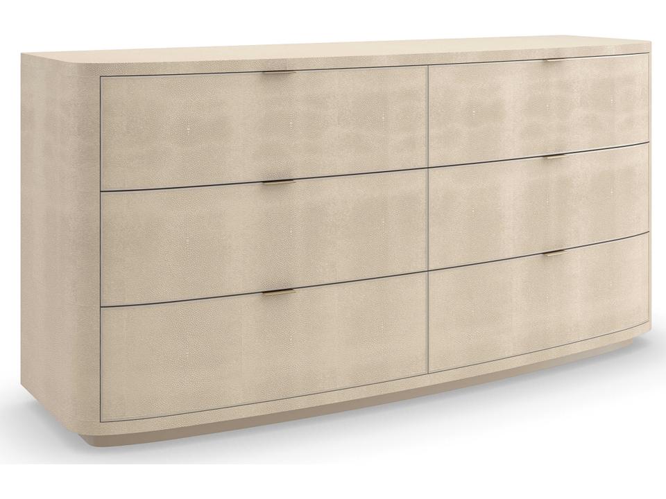 Simply Perfect Dresser Ivory Faux Shagreen with Gold Hardware