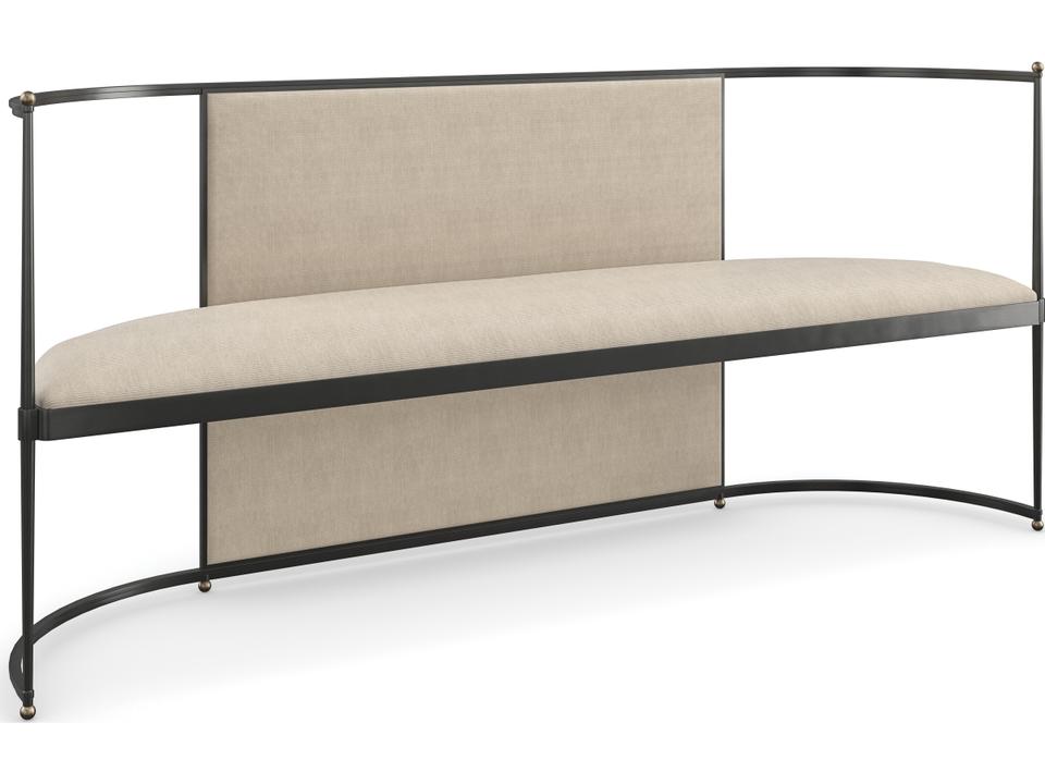 Classic Toulouse Upholstered Bench in Craftsman Bronze and Brushed Gold