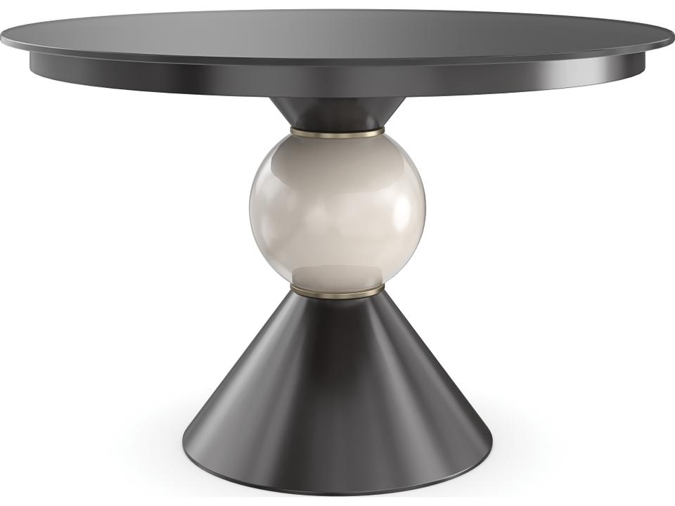 Classic Chalice Round Dining Table in Almost Black and Brushed Gold