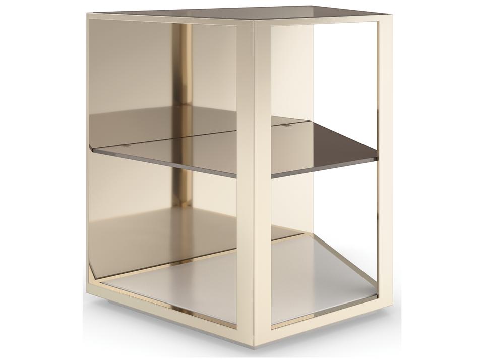 Classic Refraction End Table Smoked Bronze Glass and Whisper of Gold
