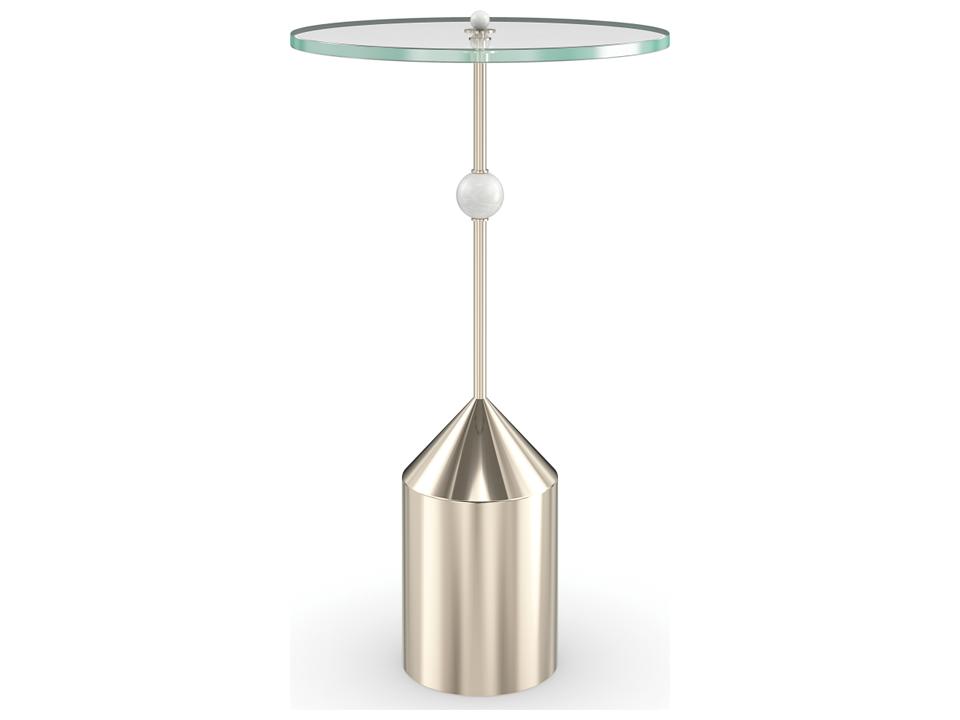Alpha Accent Table in Whisper of Gold with Glass Top