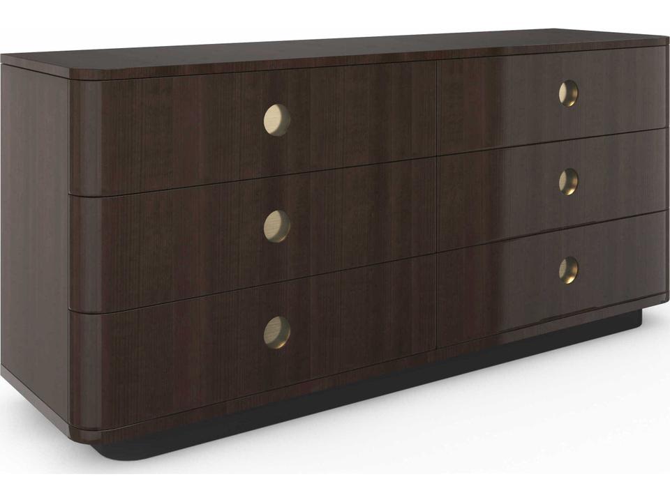 Classic Bachelor Dresser with High-Gloss Otter Finish and Champagne Gold Pulls
