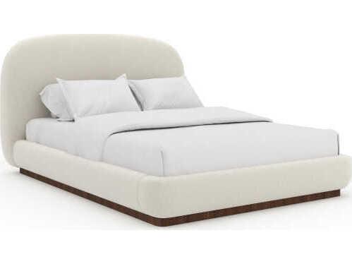 Botero Queen Upholstered Bed with New Natural Walnut Base
