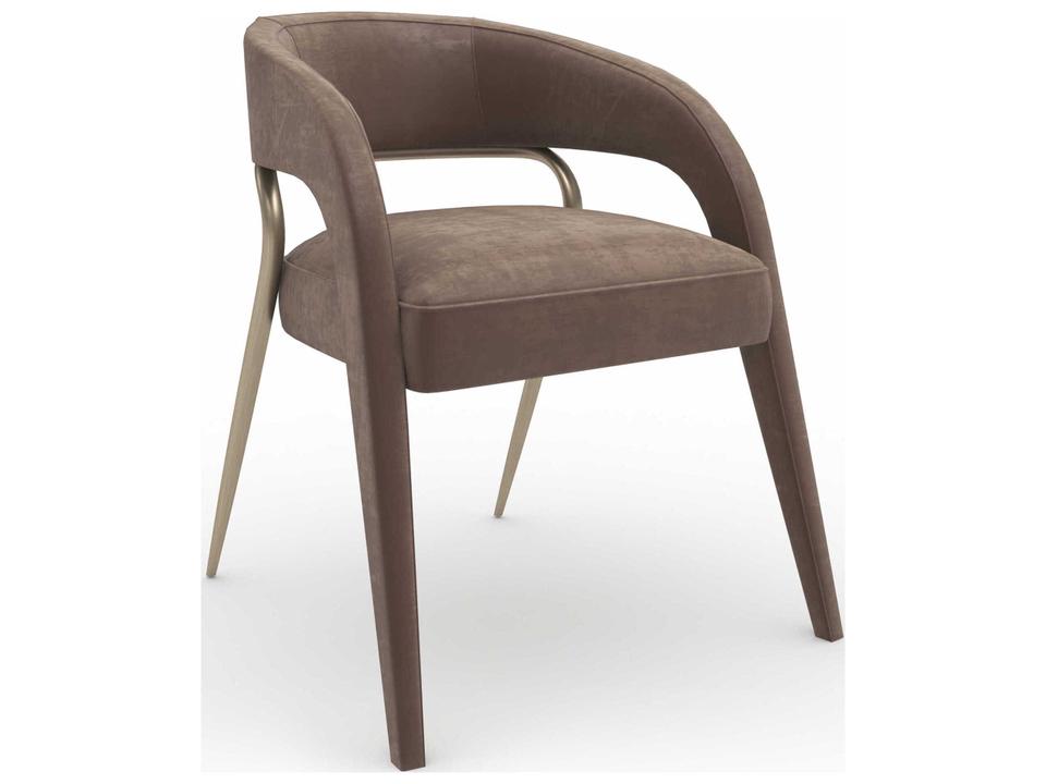 Gazelle Upholstered Dining Armchair in Mink Vintage Velvet and Brushed Gold