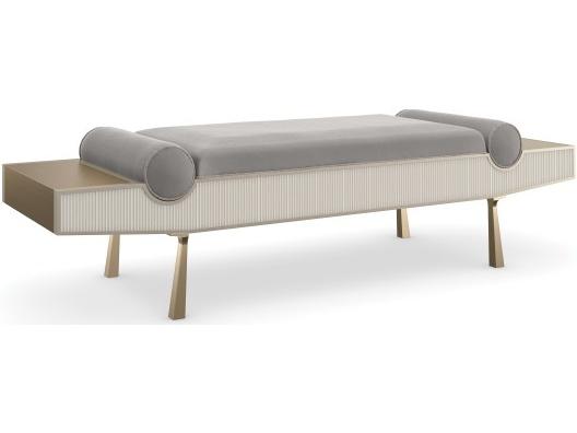 Roll Play Bench in Mist Mohair and Almond Milk