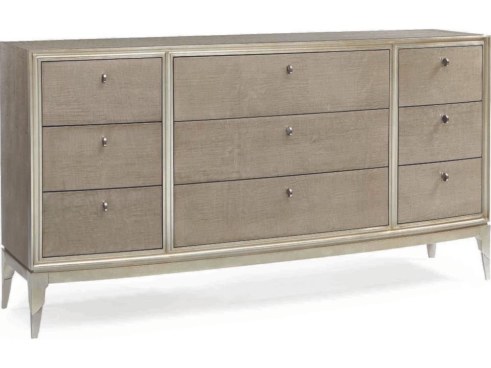 Made To Shine Nine Drawer Dresser in Moonlit Sand and Soft Silver Leaf