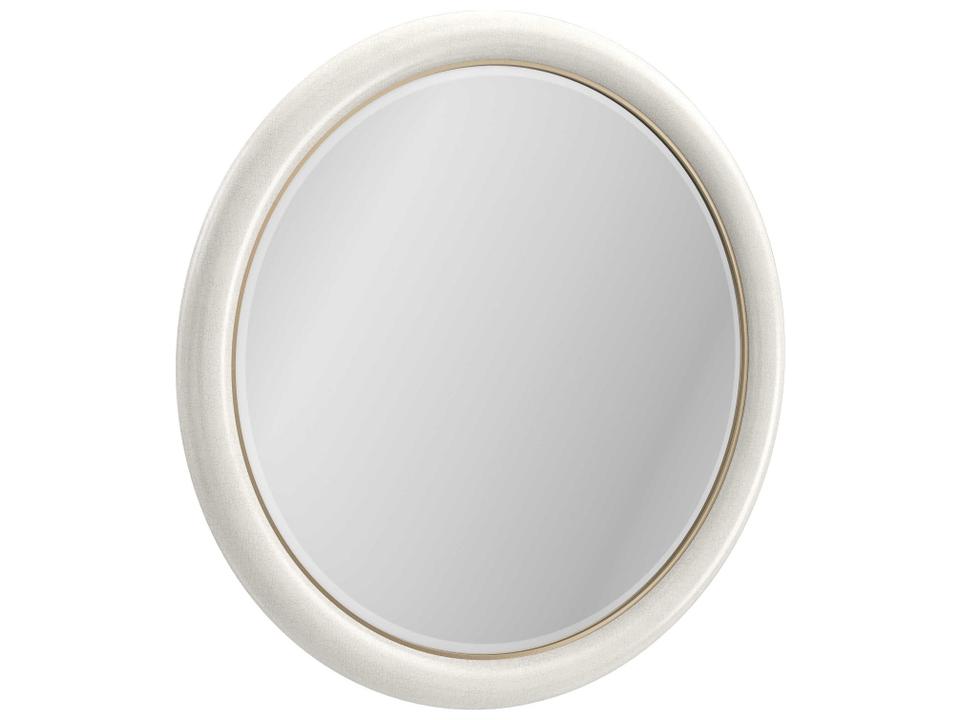 Classic Perseus Round Mirror in Ivory Craze and Brushed Gold