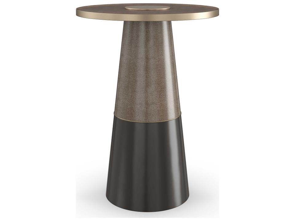Classic Aperture Round End Table in Forest Craze and Brushed Gold