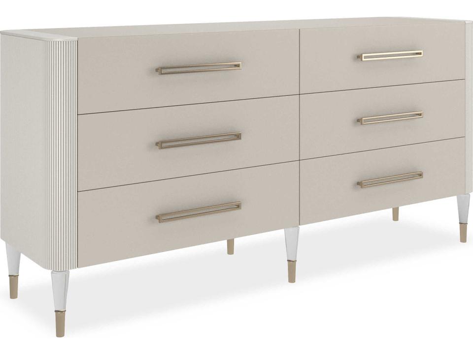 Love It 6-Drawer Dresser in Matte Pearl and Whisper of Gold
