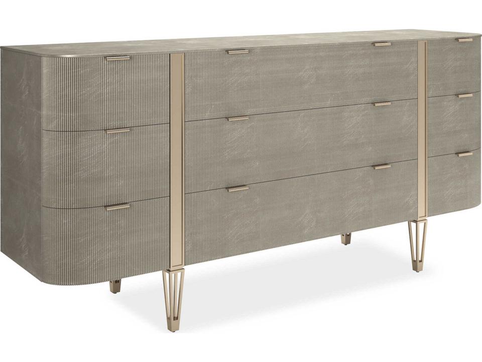 Love At First Sight 9-Drawer Dresser in Oracle Gold and Whisper of Gold