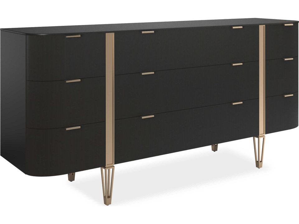 Love At First Sight 9-Drawer Dresser in Dark Chocolate and Whisper of Gold