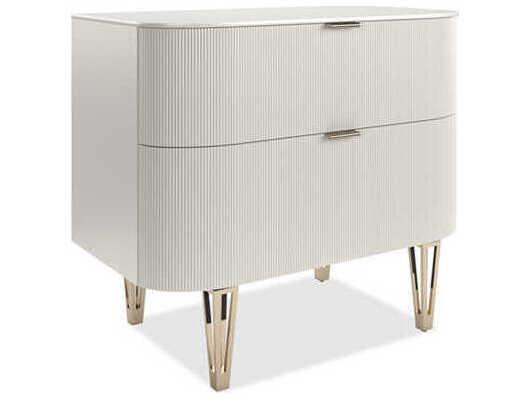 True Love Nightstand Classic Matte Pearl Fluted Front Two Drawers