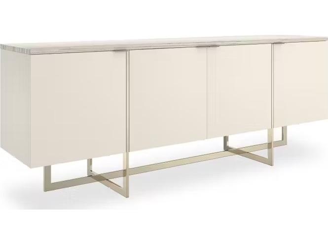Wish You Were Here Media Cabinet Almond Milk with Whisper of Gold Accents