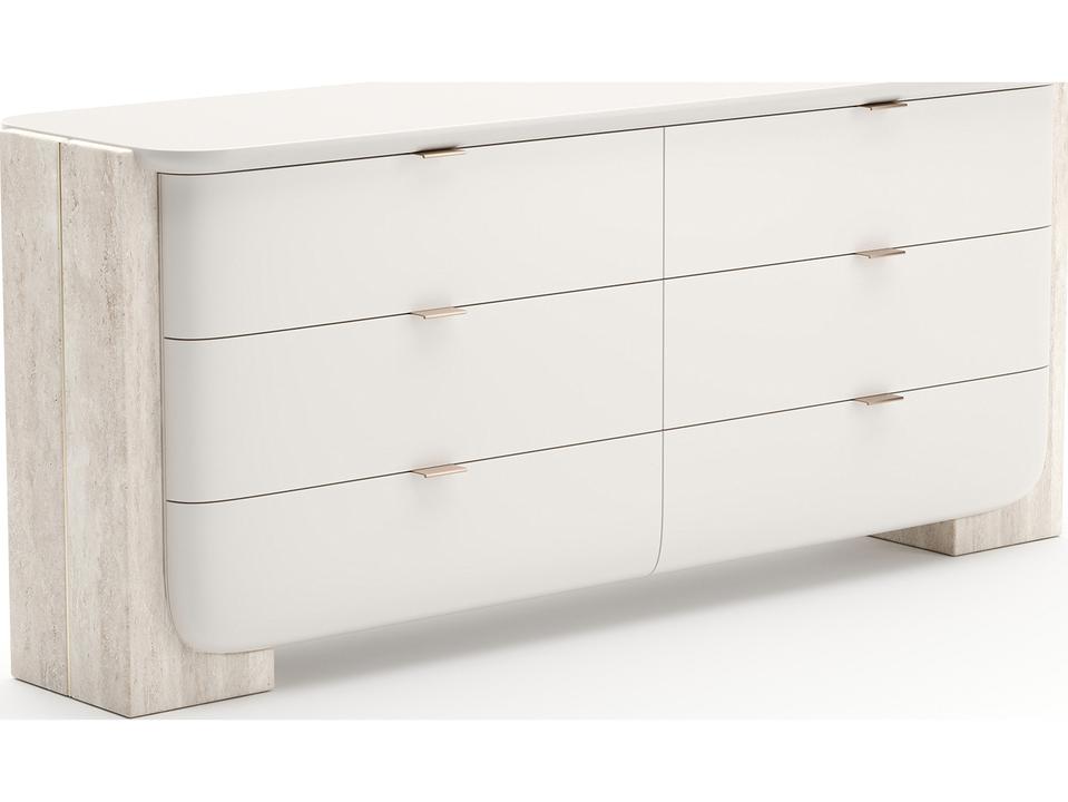 Overlap Light Dresser in Latte Gloss with Travertine and Whisper of Gold