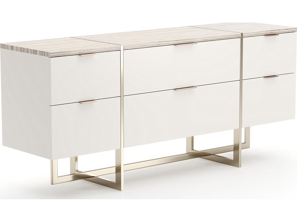 Wish You Were Here 6-Drawer Dresser in Almond Milk and Whisper of Gold