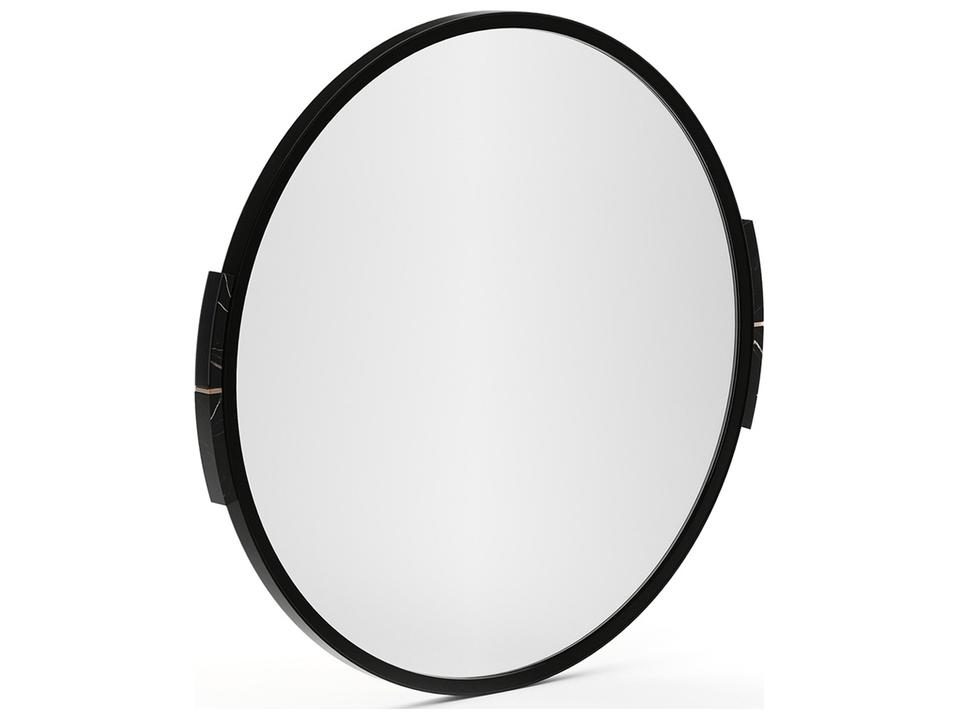 Overlap Wall Mirror Dark in Piano Black with Nero Marquina Stone