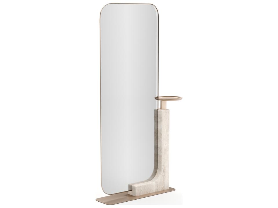 Overlap Floor Mirror Light in Whisper of Gold and Travertine