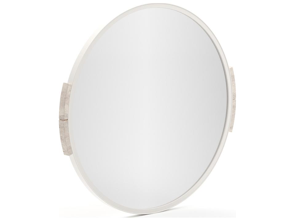 Overlap Wall Mirror with Latte Frame and Travertine Stone Accent