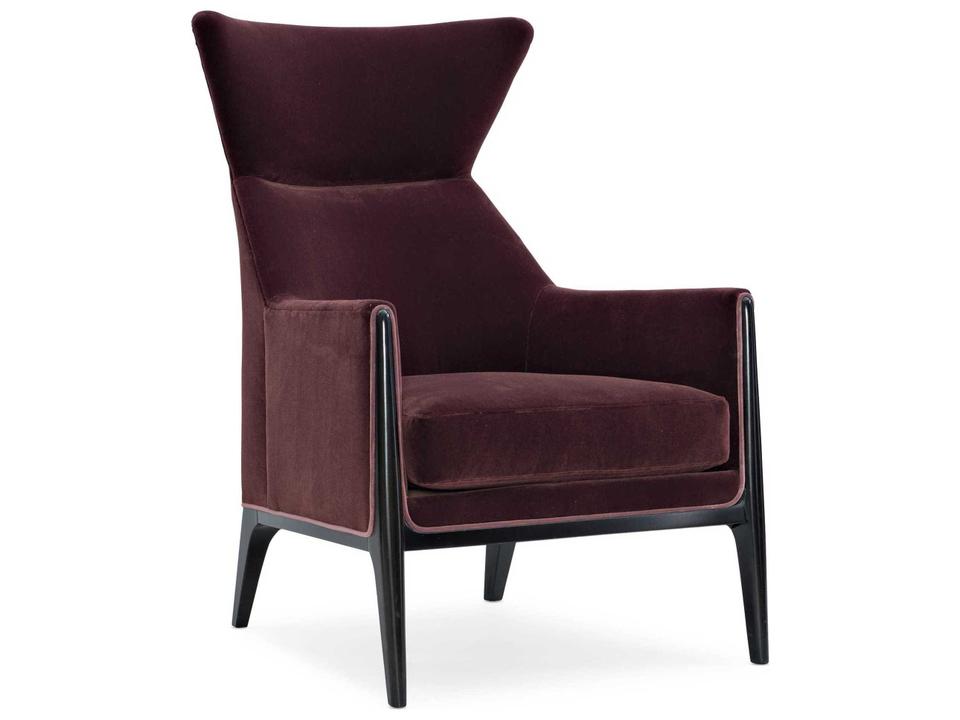 Boundless Modern Edge Accent Chair in Eggplant Purple Polyester Velvet