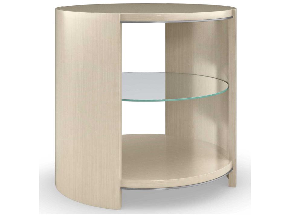 La Moda Da Vita Round End Table in Thunder and Smoked Stainless Steel