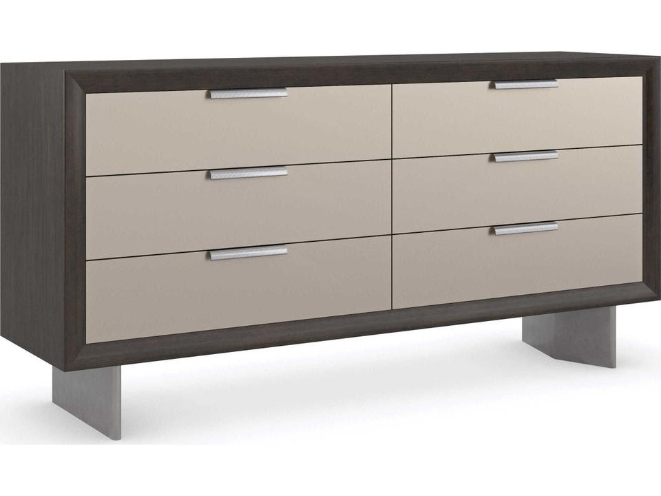 La Moda Sepia Dresser with Bronze Mirror Fronts and Stainless Feet