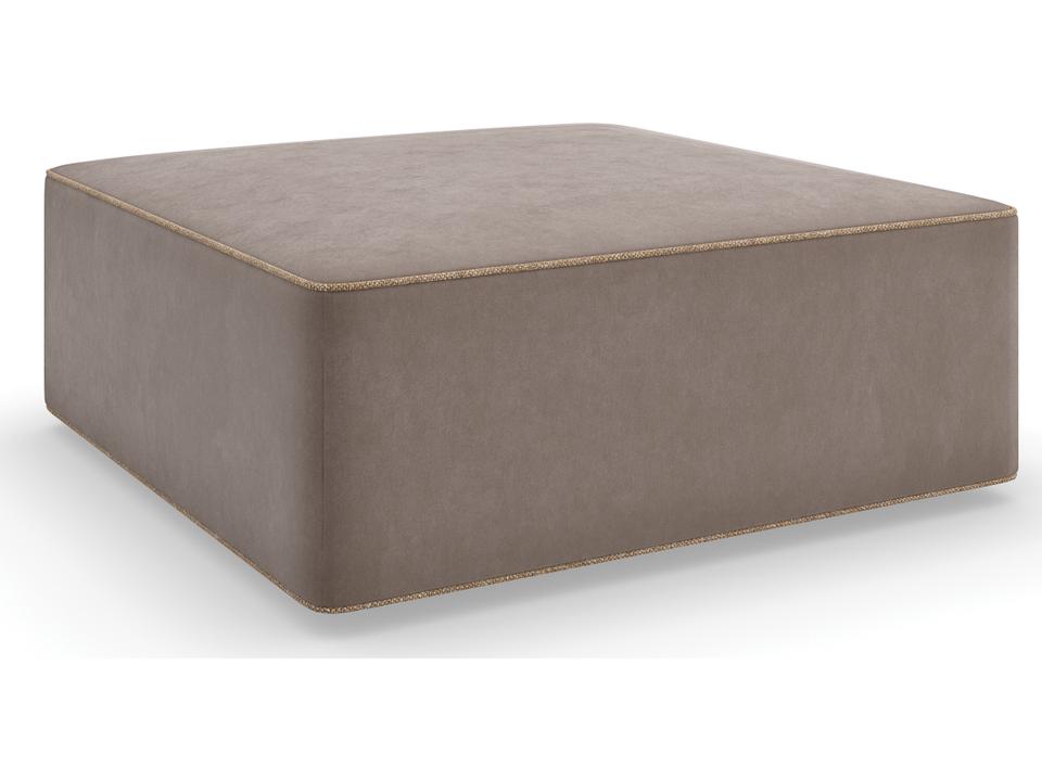 Marbella Modern Resort Upholstered Ottoman in Warm Gray Faux Nubuck