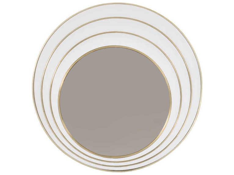The Solar Signature Urban Round Wall Mirror in Brass and White