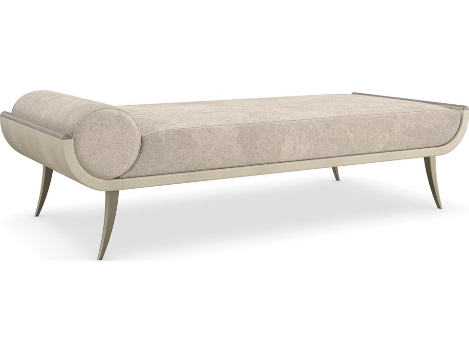 Nice Velvet Chaise Lounge with Faux Shagreen Frame and Brushed Gold Legs