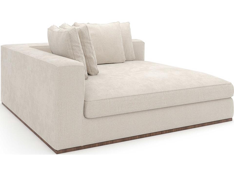 Bello Left-Arm Facing Oatmeal Corduroy Velvet Chaise Lounge