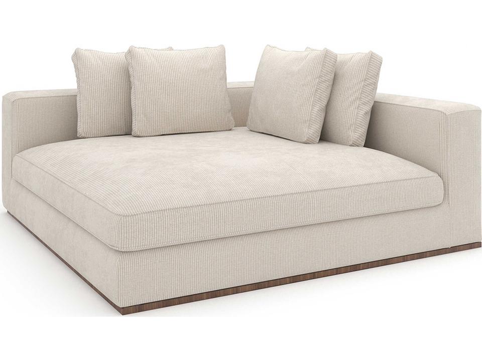 Bello Corner Right Arm Facing Chaise in White with Retro Walnut Base