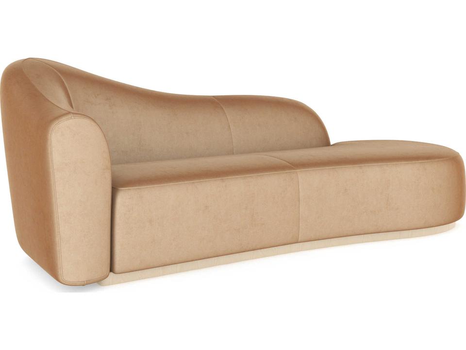 Kalahari Right Arm Facing Chaise in Camel Lux Velvet and Sparkling Argent