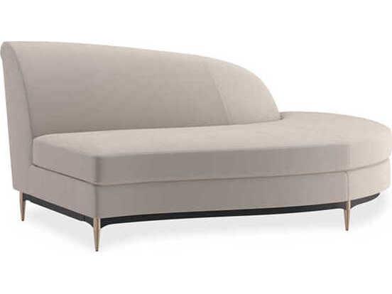 Three's Company Right Arm Facing Velvet Chaise in Almost Black and Champagne Gold