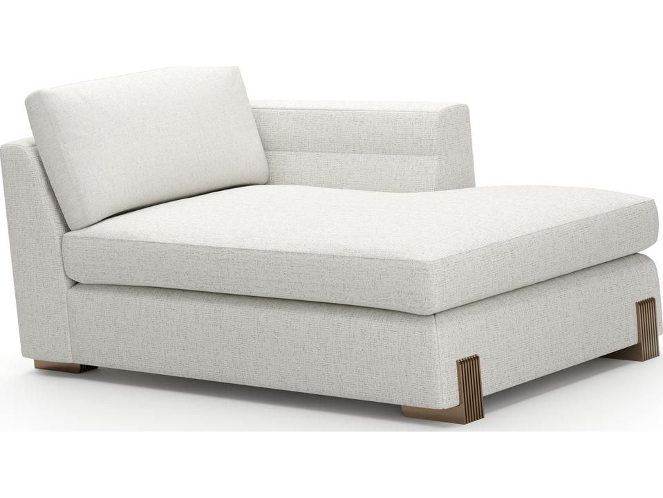Counter Balance Left Arm Facing 3-Seat Modular Fabric Sectional in Oatmeal Melange with Brushed Gold Legs