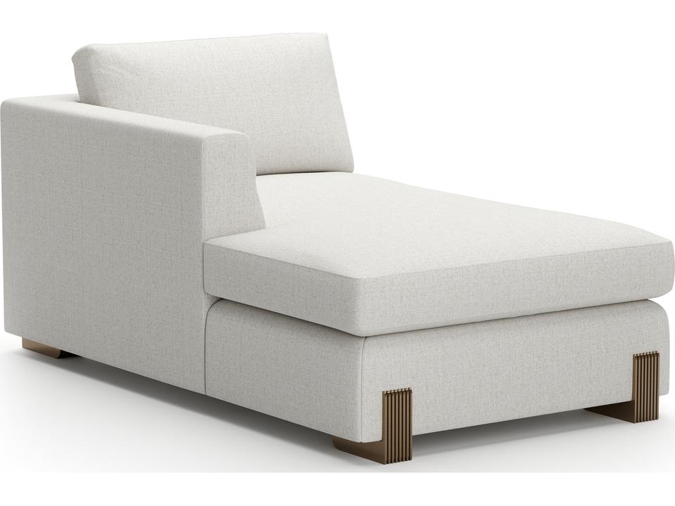 Counter Balance Right Arm Facing Fabric Sofa in Oatmeal and Brushed Gold