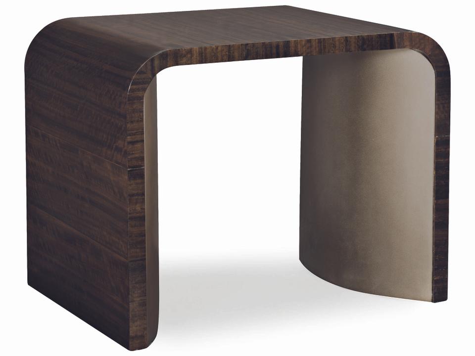 Modern Streamline End Table in Aged Bourbon and Smoked Bronze