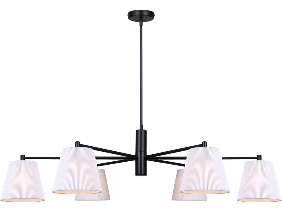 Aspen 6-Light Chandelier with White Fabric Shades in Matte Black