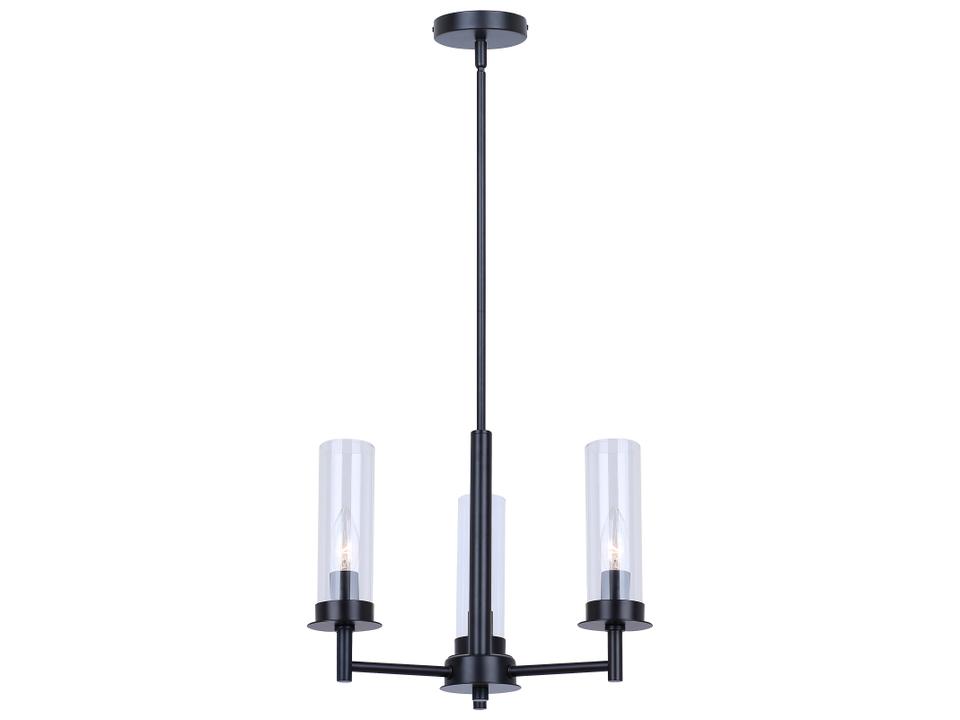 Benson 3-Light Chandelier with Clear Glass Globes in Matte Black