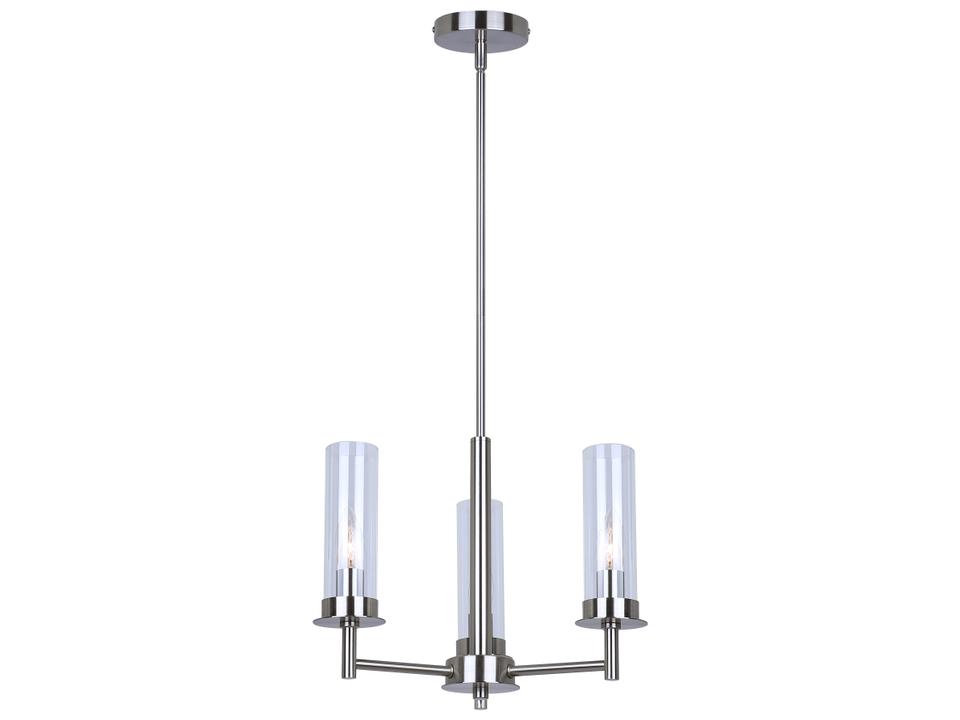 Benson 3-Light Chandelier with Clear Glass in Brushed Nickel