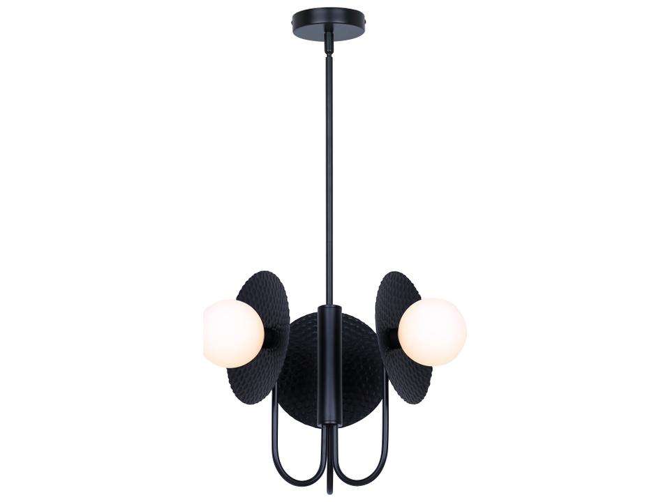 3-Light Mierka Chandelier in Matte Black with Opal Glass