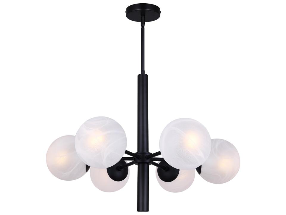 6-Light Mackenna Chandelier with Alabaster Glass Globes in Matte Black