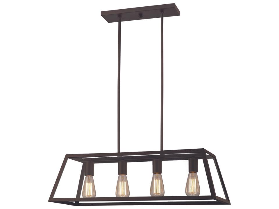 Flynn 4-Light Rod Chandelier in Oil Rubbed Bronze with Clear Glass