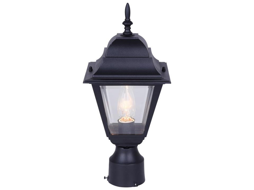 Madison 1-Light Outdoor Post Light with Clear Bevelled Glass in Black