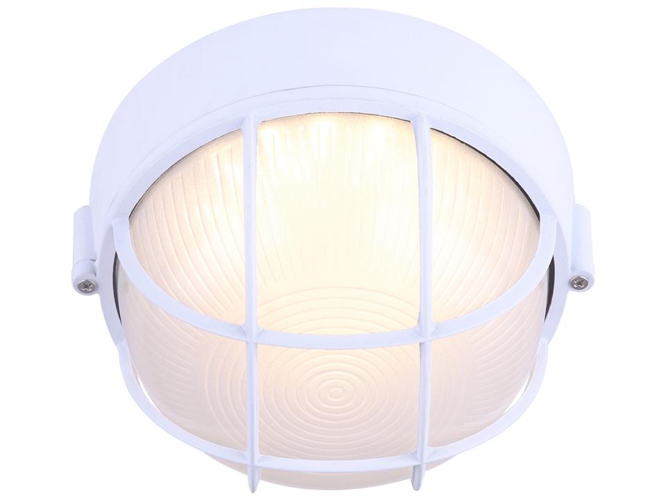 Signature 1-Light Integrated LED Outdoor Flush Mount Light in White with Frosted Glass