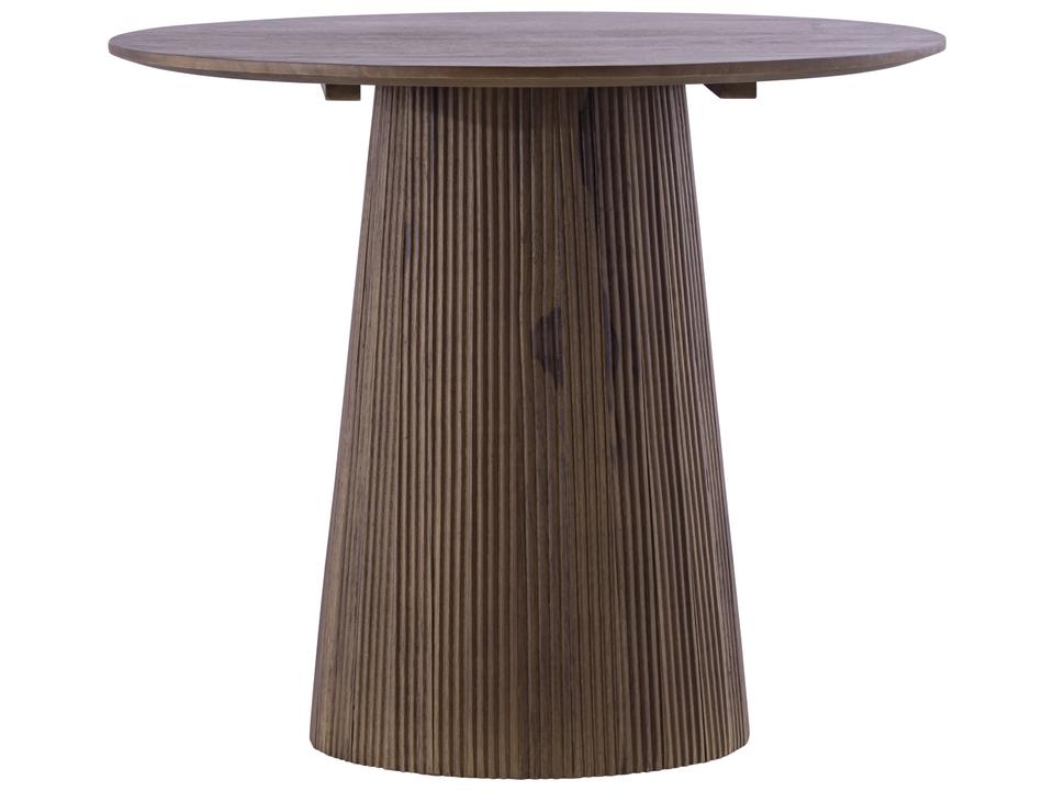 Madhy Wood Side Table in Brown with Ribbed Texture
