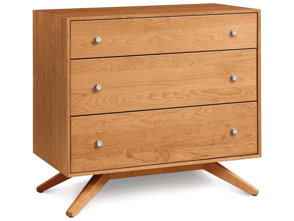 Astrid 3-Drawer Dresser in Solid Walnut with Dark Chocolate Base