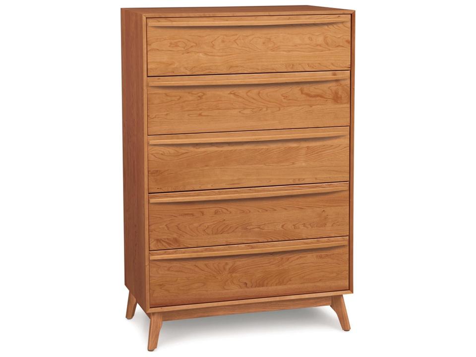 Catalina 5-Drawer Wide Dresser in Solid Cherry and Walnut