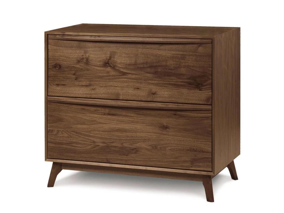 Catalina Solid Walnut Home Office File Cabinet with Curved Pulls