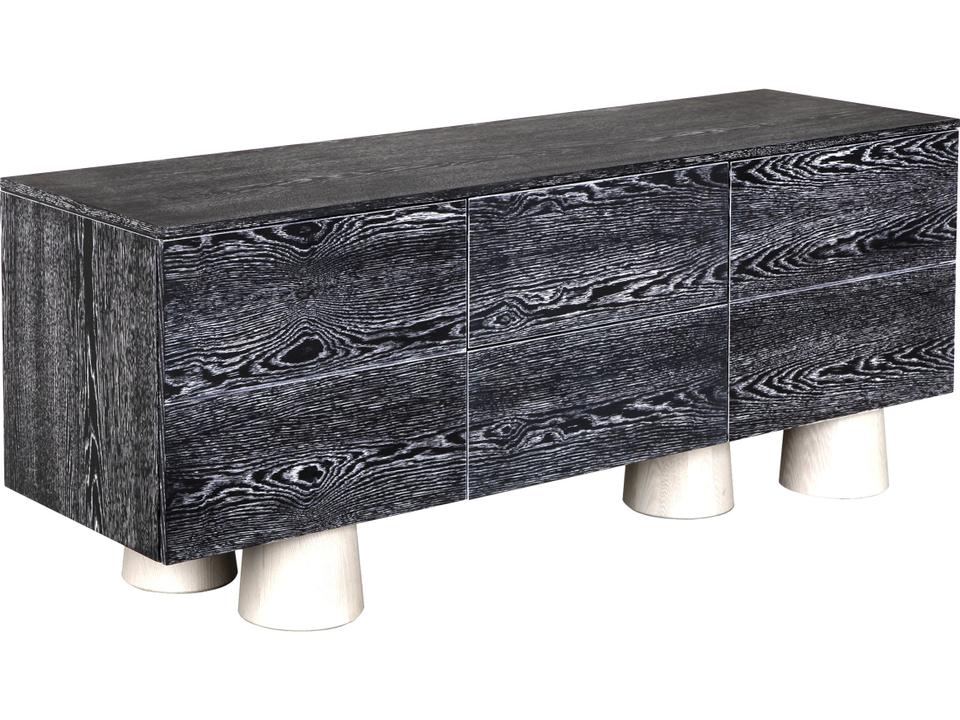 Jules Cabinet Cerused Black with Reclaimed Wood