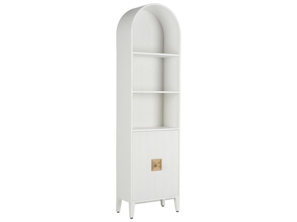 King Tower Elizabeth Wicker White Display Cabinet with Aged Bass Hardware